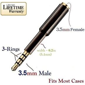 3.5mm Audio Jack Extender Headphone Adapter with Gold Plated 4-Pole Connectors (3 Ring Jack) for Apple iPhone 6/6S/6+/5S/5 iPad Samsung Galaxy S6/S5/S4 Note 4/3 & Most Smartphones & Tablets