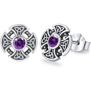 Viking Celtic Knot Cross Earrings for Women Men Sterling Silver Viking Stud Earrings Cross Stud Earrings Irish Jewelry Gifts