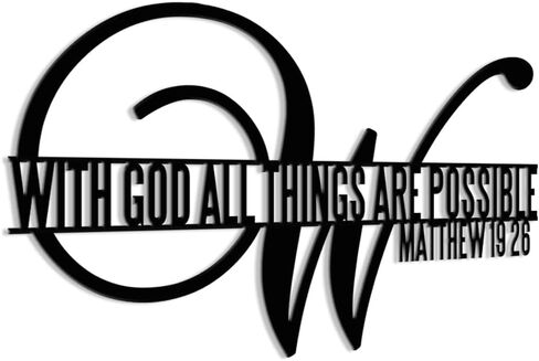 مع الله، كل الأشياء ممكنة، ديكور جداري معدني، ديكور جداري مسيحي، آيات الكتاب المقدس، علامات يسوع، مكتب المنزل، غرفة المعيشة، ديكور معلق. (16 × 10 بوصة) in Kuwait