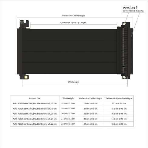 LINKUP - AVA5 PCIE 5.0 Riser Cable | Future Proof for Gen 5 GPU Vertical Mount | x16 128GB/s Speed | Compatible with PCIe 4.0 | Designed for ITX | Single Reverse Straight, Black 27cm in Saudi Arabia