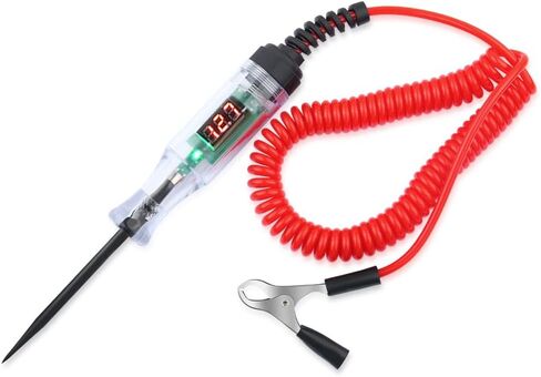 Car Voltage Tester Pen with Alligator Clip,DC 3-48V Test Light Pen Digital LED Circuit Tester with Prolong Spring Cable,Universal Car Fuse Tester Automotive Electrical Tools (Black) in Saudi Arabia