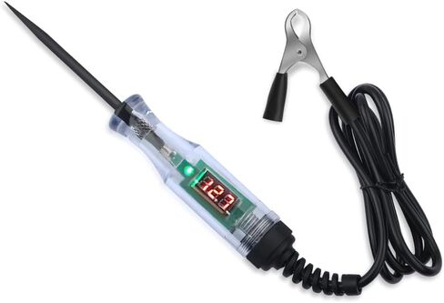 Car Voltage Tester Pen with Alligator Clip,DC 3-48V Test Light Pen Digital LED Circuit Tester with Prolong Spring Cable,Universal Car Fuse Tester Automotive Electrical Tools (Black) in Saudi Arabia