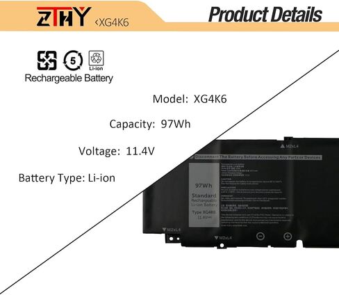 بطارية الكمبيوتر المحمول XG4K6 11.4V 97Wh 6 خلايا بديلة لـ Dell XPS 17 9700 9710 9730 9720 الدقة 5750 5760 5770 محطة العمل المتنقلة P92F001 P92F002 P92F003 01RR3 F8CPG OF8CPG 5XJ6R KVPMY 0YY3V KRD الجهد العالي in Kuwait
