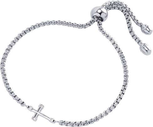 555Jewelry سوار منزلق قابل للتعديل على شكل زر CZ جانبي متقاطع للنساء والفتيات in Saudi Arabia