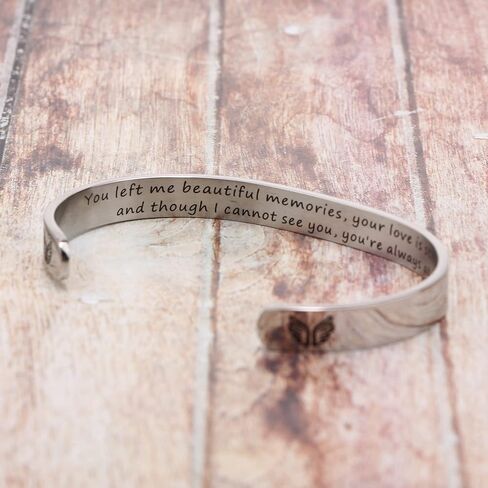 هدية تذكارية من JoycuFF لفقدان من أحببت هدية فراشة للأم المفقودة والأب من الفولاذ المقاوم للصدأ مجوهرات منقوشة تقول أنك تركت لي ذكريات جميلة، حبك هو دليلي... in Kuwait