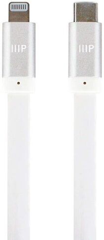 Monoprice Apple MFi Certified Flat Lightning to USB Type-C Rapid Charge and Sync Cable - Tangle Resistant, Aluminum Connectors, 18 Watt PD, 6 Feet, White in Saudi Arabia