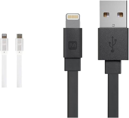Monoprice Apple MFi Certified Flat Lightning to USB Type-C Rapid Charge and Sync Cable - Tangle Resistant, Aluminum Connectors, 18 Watt PD, 6 Feet, White in Saudi Arabia