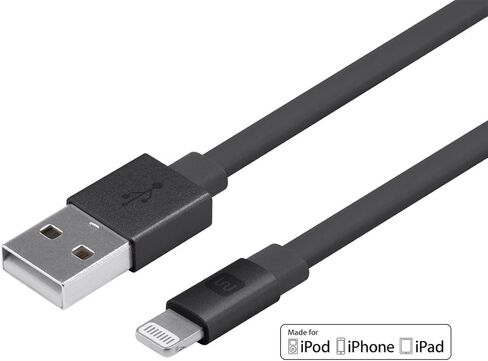 Monoprice Apple MFi Certified Flat Lightning to USB Type-C Rapid Charge and Sync Cable - Tangle Resistant, Aluminum Connectors, 18 Watt PD, 6 Feet, White in Saudi Arabia