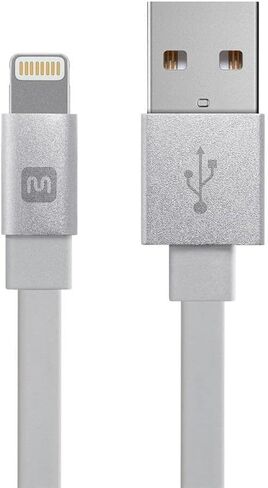 Monoprice Apple MFi Certified Flat Lightning to USB Type-C Rapid Charge and Sync Cable - Tangle Resistant, Aluminum Connectors, 18 Watt PD, 6 Feet, White in Saudi Arabia