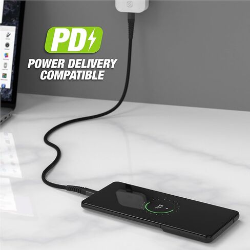 Scosche Ci4B4SG-2PKBP0 MFi Certified USB-C to Lightning Cable | Fast Charging Braided Cord for Apple iPhone 14/13/12/11, iPad, AirPods Pro, Apple iPhone Charger, 4ft., Space Gray (Pack of 2) in Kuwait