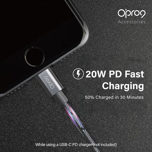 Opro9 iPhone USB C to Lightning Fast Charging Cable (6FT) - PD 20W, Apple MFi Certified Charger Cord, Nylon USBC to Lightning Cable for iPhone 14 13 12 11 Pro Max Xr Xs 8 and More (Hunter Green) in Kuwait