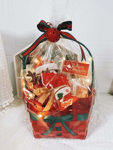 LWNIP 20 Pcs Clear Basket Bags, 22 x 28 Inches 2.3 Mils Thick Cellophane Wrap Bags for Baskets and Gifts, Ribbon Included in Saudi Arabia