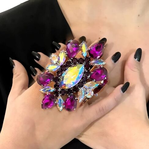 STONEFANS Purple Oversize Rhinestone Statement Rings for Drag Queen Wedding Crystal Finger Ring Costume Jewelry in Saudi Arabia