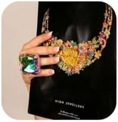 STONEFANS Purple Oversize Rhinestone Statement Rings for Drag Queen Wedding Crystal Finger Ring Costume Jewelry in Saudi Arabia