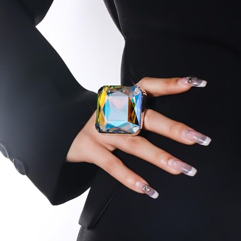 STONEFANS Purple Oversize Rhinestone Statement Rings for Drag Queen Wedding Crystal Finger Ring Costume Jewelry in Saudi Arabia