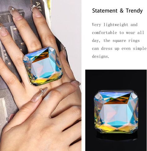 STONEFANS Purple Oversize Rhinestone Statement Rings for Drag Queen Wedding Crystal Finger Ring Costume Jewelry in Saudi Arabia