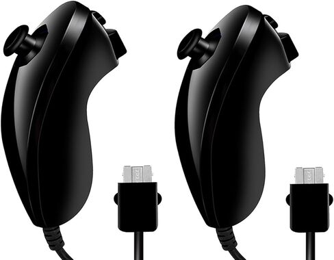 وحدة تحكم Nunchuck لجهاز Wii، عبوتان من وحدة تحكم ألعاب الفيديو Nunchuck عن بعد، وحدة تحكم Nunchuck متوافقة مع وحدة تحكم Wii Wii U، وحدة تحكم ألعاب اليد اليسرى واليمنى (أسود) in Saudi Arabia