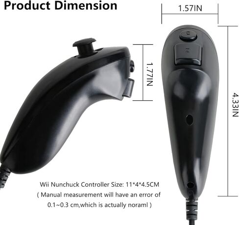 وحدة تحكم Nunchuck لجهاز Wii، عبوتان من وحدة تحكم ألعاب الفيديو Nunchuck عن بعد، وحدة تحكم Nunchuck متوافقة مع وحدة تحكم Wii Wii U، وحدة تحكم ألعاب اليد اليسرى واليمنى (أسود) in Saudi Arabia