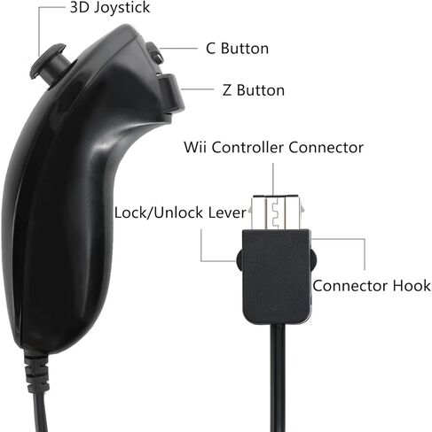 وحدة تحكم Nunchuck لجهاز Wii، عبوتان من وحدة تحكم ألعاب الفيديو Nunchuck عن بعد، وحدة تحكم Nunchuck متوافقة مع وحدة تحكم Wii Wii U، وحدة تحكم ألعاب اليد اليسرى واليمنى (أسود) in Saudi Arabia