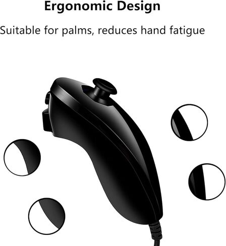 وحدة تحكم Nunchuck لجهاز Wii، عبوتان من وحدة تحكم ألعاب الفيديو Nunchuck عن بعد، وحدة تحكم Nunchuck متوافقة مع وحدة تحكم Wii Wii U، وحدة تحكم ألعاب اليد اليسرى واليمنى (أسود) in Saudi Arabia