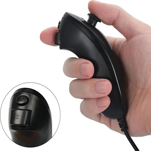 وحدة تحكم Nunchuck لجهاز Wii، عبوتان من وحدة تحكم ألعاب الفيديو Nunchuck عن بعد، وحدة تحكم Nunchuck متوافقة مع وحدة تحكم Wii Wii U، وحدة تحكم ألعاب اليد اليسرى واليمنى (أسود) in Saudi Arabia