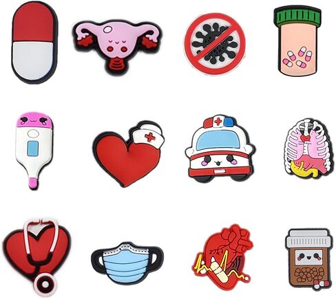 27 قطعة من حُليات الأحذية الطبية للفتيات والأولاد البالغين مجموعة حُليات الممرضات لأساور المعصم والصنادل لتزيين الأحذية هدية لحفلات أعياد الميلاد in Kuwait