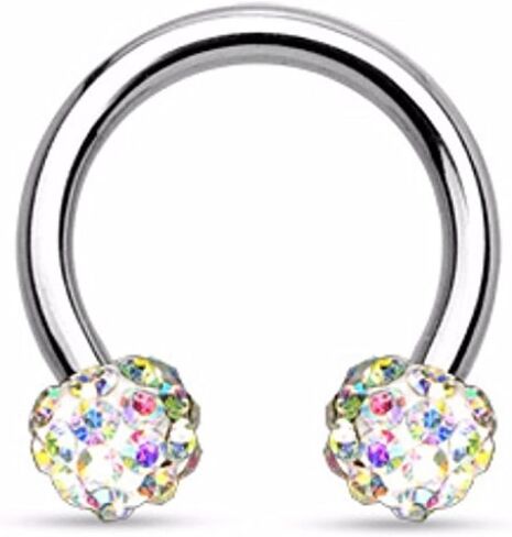 Crystal Paved Ferido Balls 316L Surgical Steel WildKlass Circular Barbell Horseshoe in Saudi Arabia