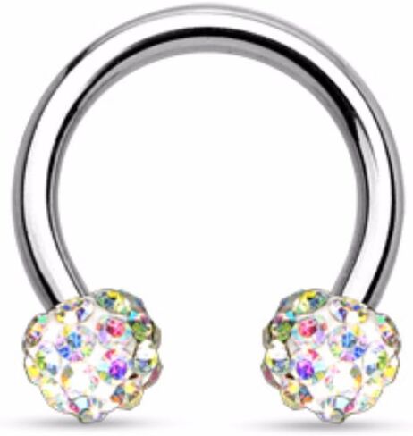 Crystal Paved Ferido Balls 316L Surgical Steel WildKlass Circular Barbell Horseshoe in Saudi Arabia