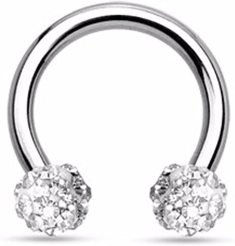 Crystal Paved Ferido Balls 316L Surgical Steel WildKlass Circular Barbell Horseshoe in Saudi Arabia