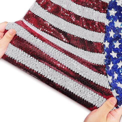 شورت نسائي مطرز بالترتر، شورت الرابع من يوليو، شورت نسائي بنجوم وخطوط، شورت عالي الخصر مزين بالترتر in Kuwait