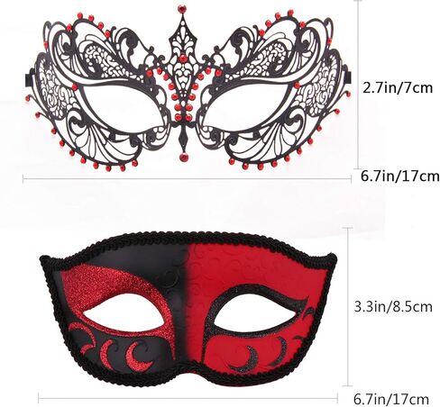 Masquerade Mask Couple Set Metal Masks Venetian Party Mask Halloween Costume Mask Mardi Gras Mask in Kuwait