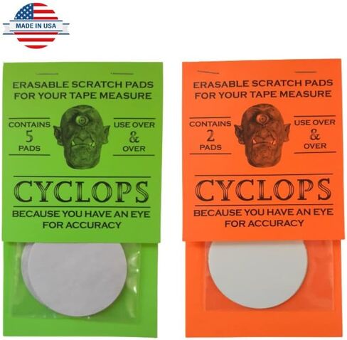 Cyclops Erasable Scratch Pads for Tape Measure, Construction, Woodworking Tool - Jobsite Tough, Made in The USA - 5 Pads - Write Measurements & Notes - Great Stocking Stuffer, Gift for Men & Women in Saudi Arabia