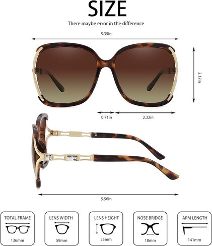 نظارات شمسية نسائية عصرية، ظلال مربعة كبيرة الحجم، نظارات شمسية لامعة بإطار معدني كلاسيكي in Kuwait