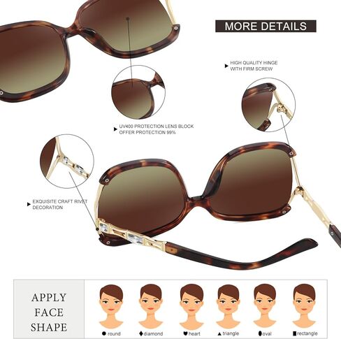 نظارات شمسية نسائية عصرية، ظلال مربعة كبيرة الحجم، نظارات شمسية لامعة بإطار معدني كلاسيكي in Kuwait