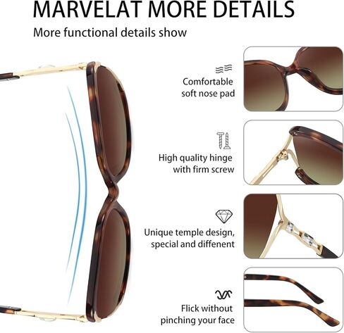 نظارات شمسية نسائية عصرية، ظلال مربعة كبيرة الحجم، نظارات شمسية لامعة بإطار معدني كلاسيكي in Kuwait