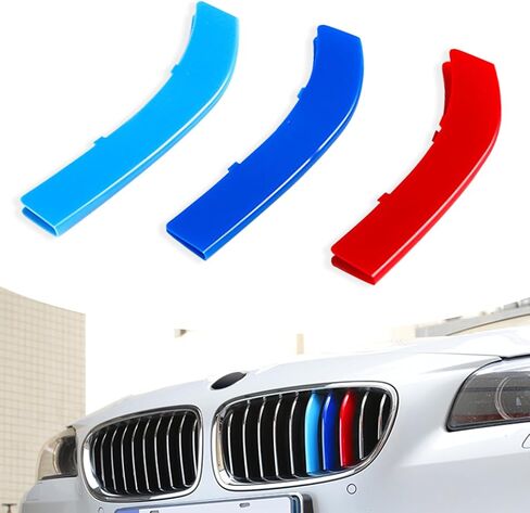3 PCS Car Mid-grid Grille Three-color Strip, ABS Surrounded 4-point Buckle Install, Sports Personalized Style Parts, for BMW's New 5 Series 3 Series 1/2 Series 7 Series (Blue & Dark Blue & Red) in Saudi Arabia