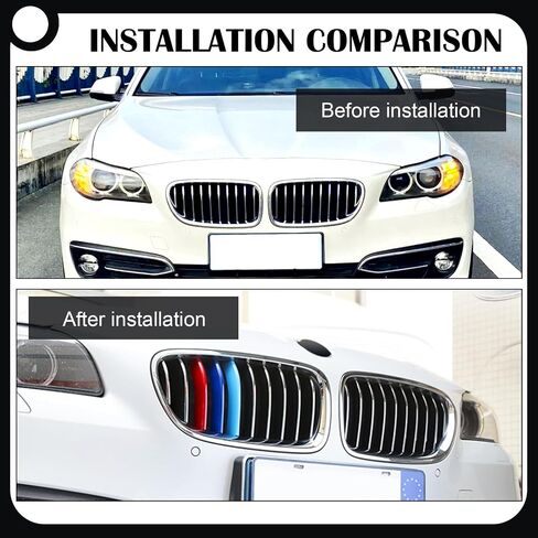 3 PCS Car Mid-grid Grille Three-color Strip, ABS Surrounded 4-point Buckle Install, Sports Personalized Style Parts, for BMW's New 5 Series 3 Series 1/2 Series 7 Series (Blue & Dark Blue & Red) in Saudi Arabia