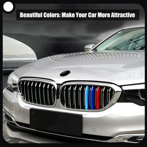 3 PCS Car Mid-grid Grille Three-color Strip, ABS Surrounded 4-point Buckle Install, Sports Personalized Style Parts, for BMW's New 5 Series 3 Series 1/2 Series 7 Series (Blue & Dark Blue & Red) in Saudi Arabia