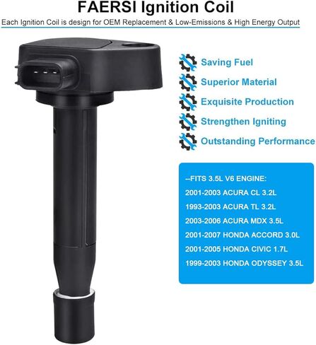 حزمة ملف الإشعال FAERSI مكونة من 6 قطع بديلة لـ 3.0L 3.2L 3.5L Accord Odyssey Pilot Civic, Acur-a MDX TL CL, UF242 30520P8EA01 30520P8FA01 30520RCAA02 30520PGKA01 30520PVFA01 in Kuwait