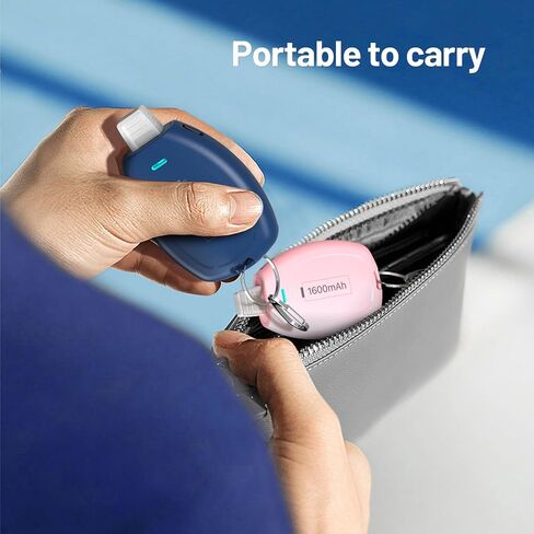 2-Pack Keychain Portable Charger for iPhone, 1600mAh Mini Power Emergency Pod Ultra-Compact External Power Bank Battery Pack, Key Ring Cell Phone Charger for iPhone 8 XS 13 14 Airpods-Black&Red in Saudi Arabia