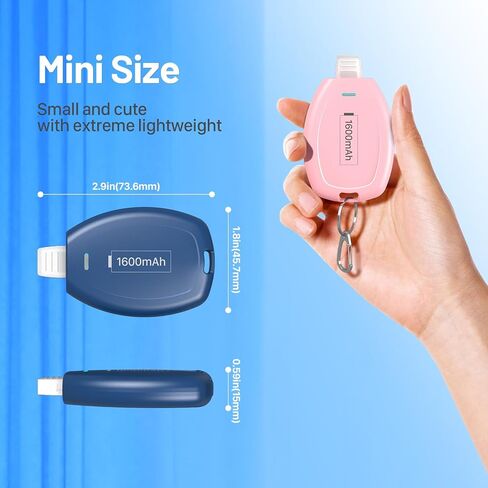 2-Pack Keychain Portable Charger for iPhone, 1600mAh Mini Power Emergency Pod Ultra-Compact External Power Bank Battery Pack, Key Ring Cell Phone Charger for iPhone 8 XS 13 14 Airpods-Black&Red in Saudi Arabia