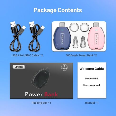 2-Pack Keychain Portable Charger for iPhone, 1600mAh Mini Power Emergency Pod Ultra-Compact External Power Bank Battery Pack, Key Ring Cell Phone Charger for iPhone 8 XS 13 14 Airpods-Black&Red in Saudi Arabia