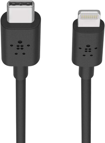 كابل Belkin USB-C إلى Lightning (كابل شحن سريع iPhone USB-C بطول 4 أقدام لأجهزة iPhone 11، 11 Pro، 11 Pro Max، XS، XS Max، XR، X، MacBook، iPad والمزيد، معتمد من Apple MFi)، أسود ( F8J239bt04-BLK) in Kuwait
