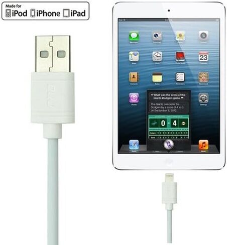 كابل RNDs Lightning إلى USB بطول 10 أقدام لأجهزة Apple iPhone وiPad (Pro، Air، Mini) [معتمد من Apple MFi] (10 أقدام/3M/أبيض) in Kuwait