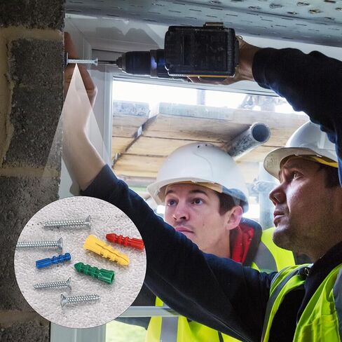 طقم مثبتات ومسامير للجدران الجافة، 220 قطعة من مثبتات الحائط ومسامير للجدران الجافة، مثبتات حائط مضلعة بلاستيكية مع مسامير ذاتية التنصت، براغي ذات رأس مسطح لتعليق صور الحائط الجاف الخرساني in Kuwait