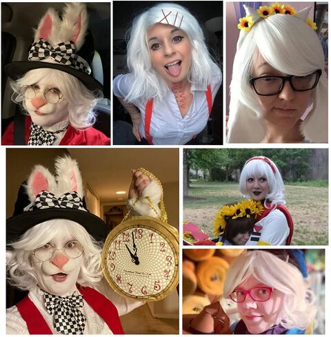 Kadiya أنيمي الأبيض القصير الفتيات تأثيري الباروكات الشعر الاصطناعية in Kuwait