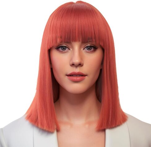 Short Natural Cut Hair Cosplay Wig with Straight Bangs Halloween Costume Party Bob Wigs for Women (Black) in Saudi Arabia