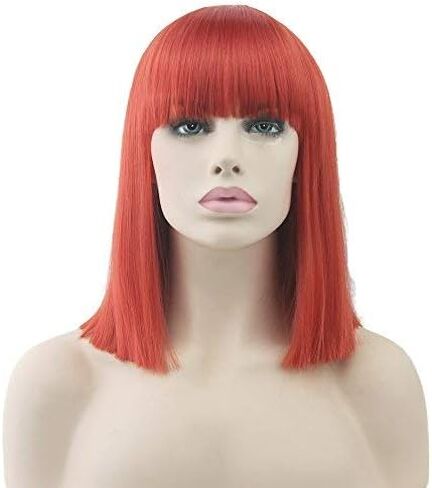 Short Natural Cut Hair Cosplay Wig with Straight Bangs Halloween Costume Party Bob Wigs for Women (Black) in Saudi Arabia