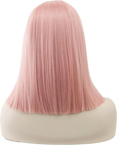 Short Natural Cut Hair Cosplay Wig with Straight Bangs Halloween Costume Party Bob Wigs for Women (Black) in Saudi Arabia