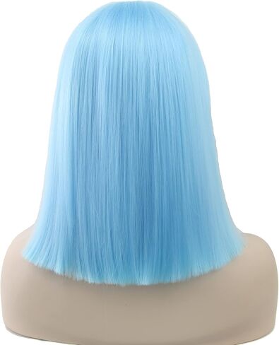 Short Natural Cut Hair Cosplay Wig with Straight Bangs Halloween Costume Party Bob Wigs for Women (Black) in Saudi Arabia
